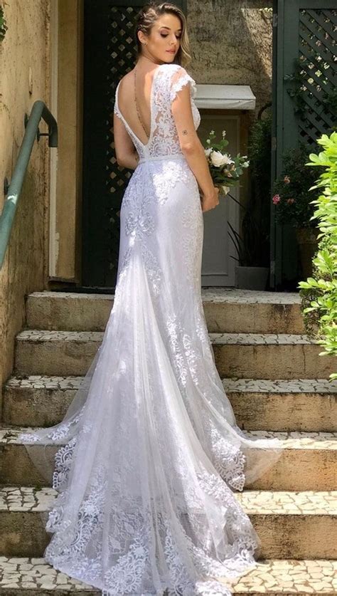 Simple Lace Wedding Dress Civil Wedding Dresses Organza Wedding Dress