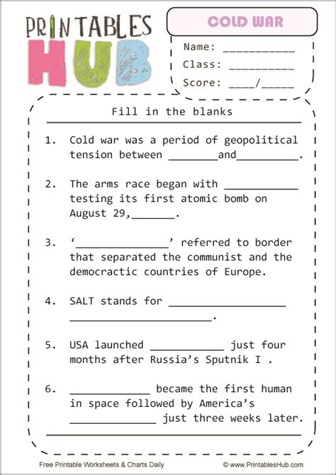 Cold War Worksheet