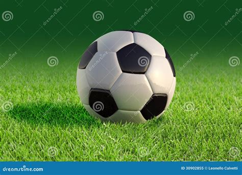 Soccer Ball Close Up On Grass Lawn Stock Illustration Illustration