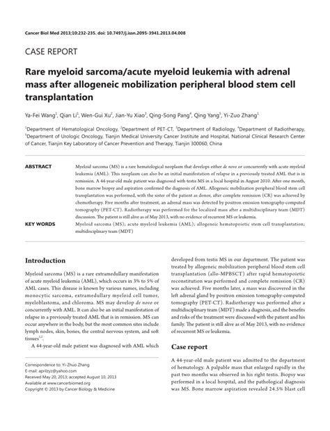Pdf Rare Myeloid Sarcoma Acute Myeloid Leukemia With Adrenal Mass