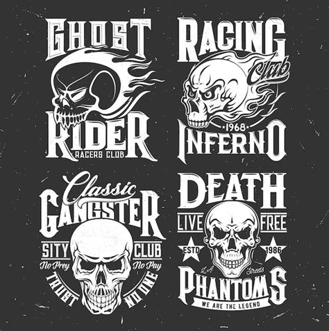 Premium Vector Skull Emblems Of Racing Club And Biker Riders Gang