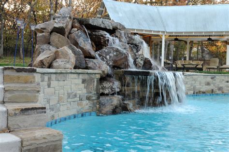 Custom Pool And Waterfall With Grotto Tropical Swimming Pool And Hot