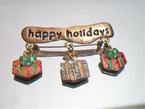 Happy Holidays Christmas Pin Festive Holiday Jewelry Fashion Etsy