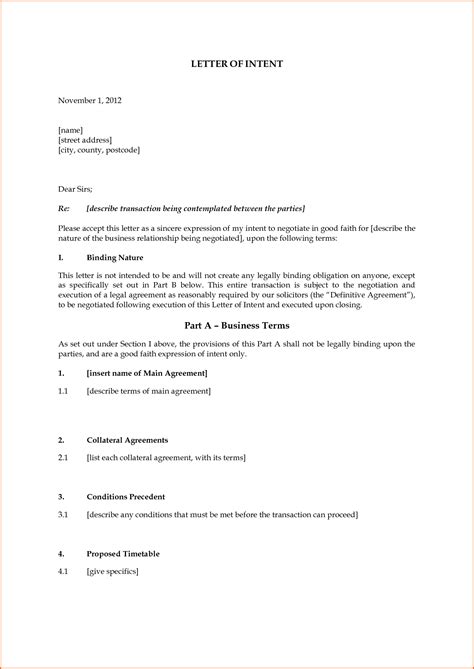 letter  intent template budget template letter letter