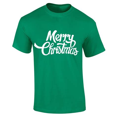 Merry Christmas Logo Printed T Shirt Gym Boys Short Sleeve Mens Cotton