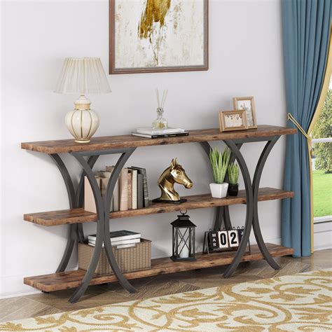 Tribesigns Console Table Industrial Entryway Sofa Table With 3 Tier