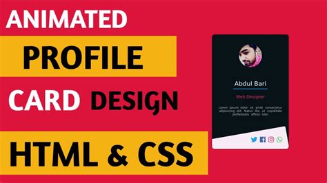 Animated Profile Card Design With Html And Css Youtube