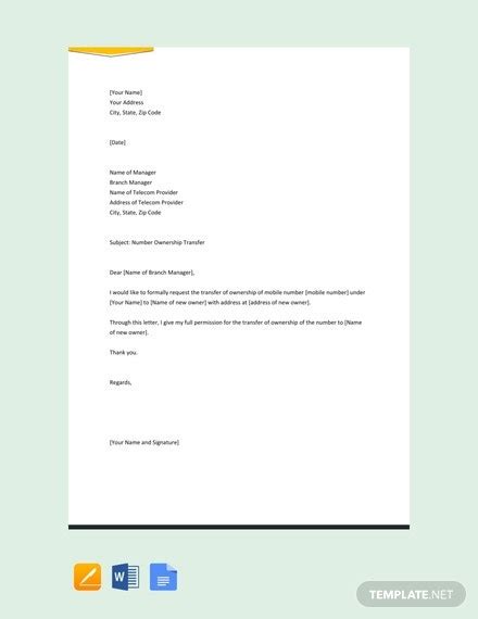 13 Ownership Transfer Letter Templates Sample Example Format