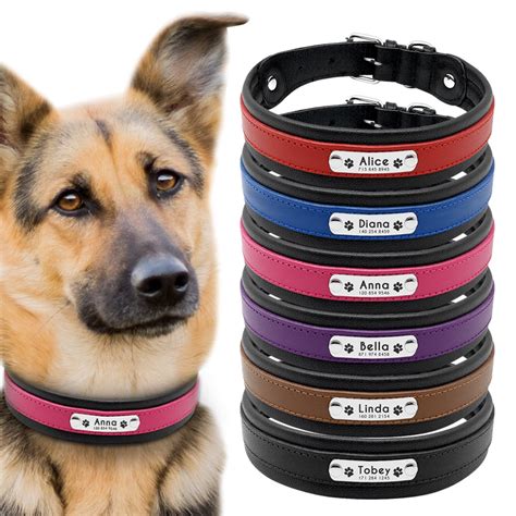 Personalized Dog Collar Leather Collar For Medium Large Dogs Engraved