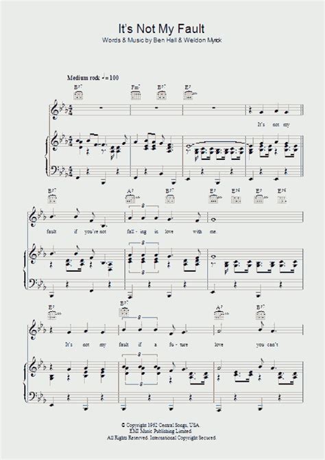 Its Not My Fault Piano Sheet Music Onlinepianist