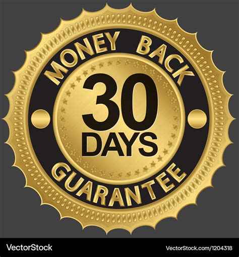30 Days Gold Money Back Guarantee Label Royalty Free Vector