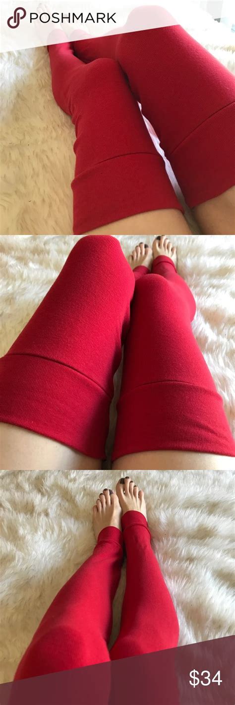 Red Cotton Over The Knee Socks Leg Warmers Over The Knee Socks Leg Warmers Knee Socks