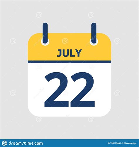 July 22nd Day 22 Of Monthsimple Calendar Icon On White Background