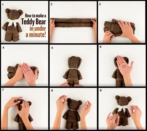 Make A Teddy Bear From A Hand Towel Or Rag Animais De Toalha Ideias