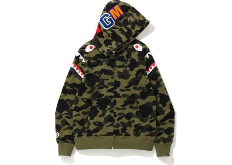 Buy and sell authentic bape streetwear on stockx including the bape 1st camo shark full zip hoodie green from fw18. BAPE 1st Camo Shark Shoulder Full Zip Hoodie Green - FW19