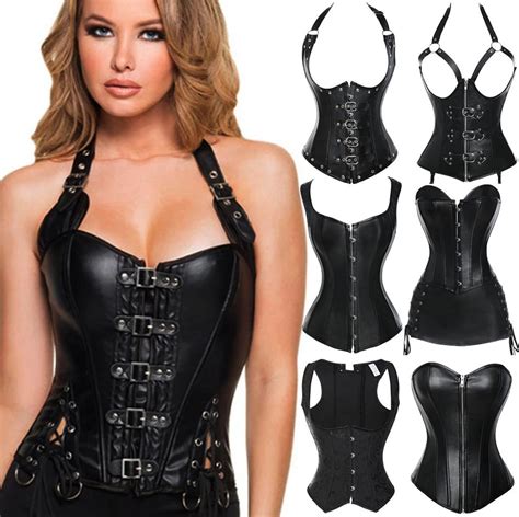 sexy pu leather steampunk women sexy leather corsets leather etsy