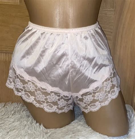 Vtg S Satin Hi Leg Flutter Tap Nylon Panty Pink Floral Damask Lace Second Skin Picclick