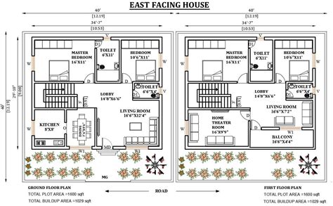 40 X40 East Facing 2bhk House Plan As Per Vastu Shastra Download