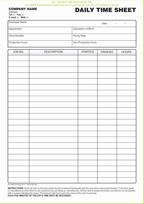 Sample Time Sheets To Print