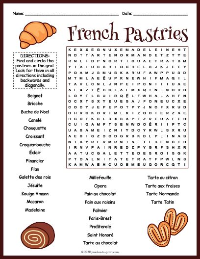 French Word Search Puzzles Printable
