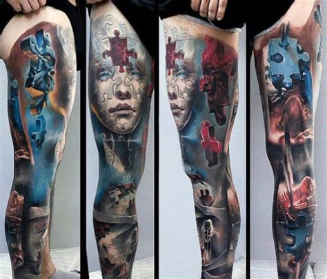 50 3d Leg Tattoo Designs For Men Manly Ink Ideas