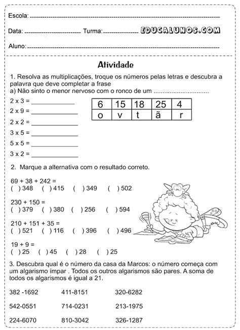 Atividades De Multiplicação Para 3º E 4º Ano — SÓ Escola