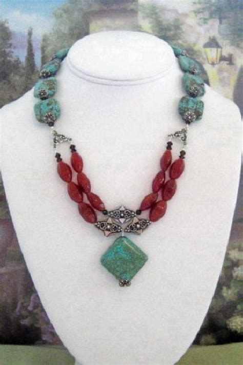 Turquoise And Carnelian Necklace T Sale By Dkdesigns