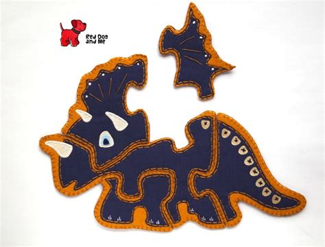 Triceratops Dinosaur Pdf Sewing Pattern 5 Piece Jigsaw Puzzle Etsy