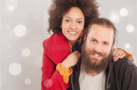 Romantic Multiethnic Couple In Love Stock Photo Image Of Hair Cute