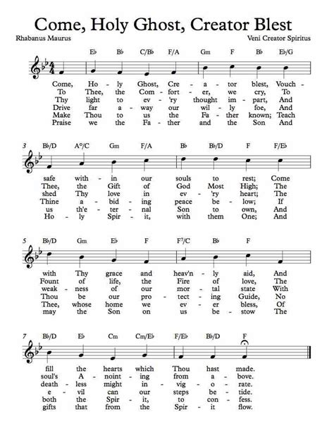 Free Lead Sheet Come Holy Ghost Creator Blest Free Sheet Music
