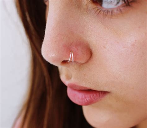 Double Nose Ring For Single Piercing Gold Nose Ring Hoop Etsy
