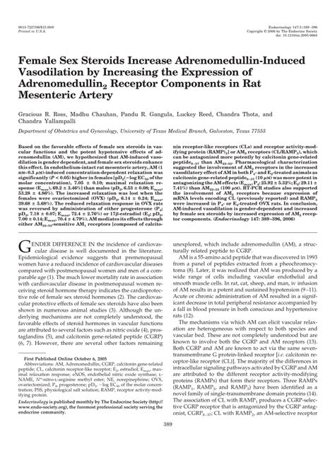 Pdf Female Sex Steroids Increase Adrenomedullin Induced Vasodilation By Increasing The