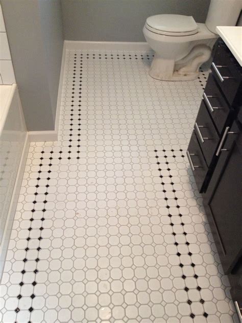 Black White Octagon Bathroom Floor Tile Modern Bathroom Design