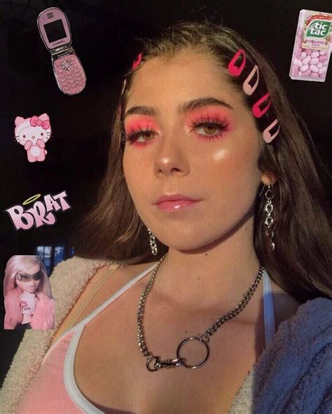 click the link pink y2k aesthetic 90s vibes makeup and outfit hello kitty 2000s style hair