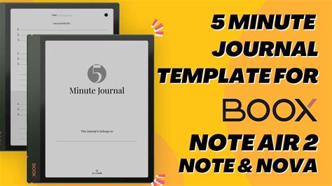 5 Minute Journal Template For Boox Note Air 2 Note Air 2 Plus Note