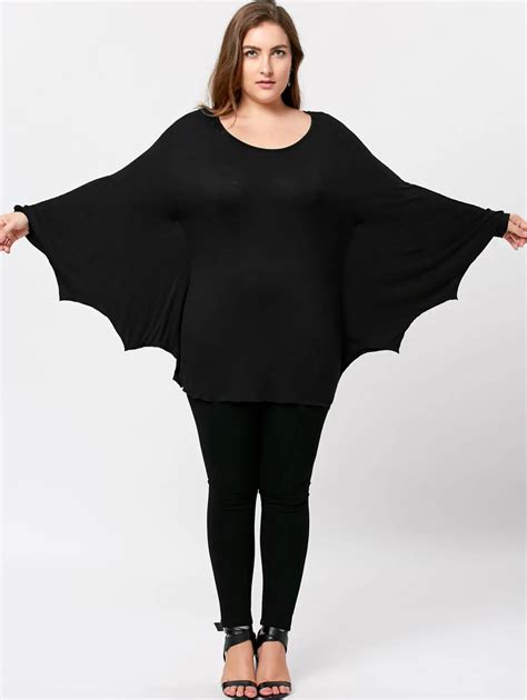 Wipalo Spring Autumn Women Casual Tshirt Plus Size Halloween Batwing Loose Long Sleeve Solid