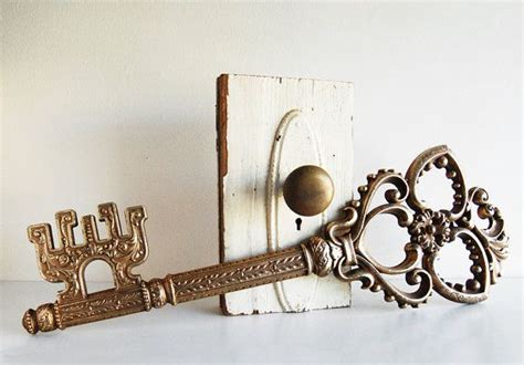 Large Gold Skeleton Key Wall Hanging 2 Ft Long Made By Etsy Wall