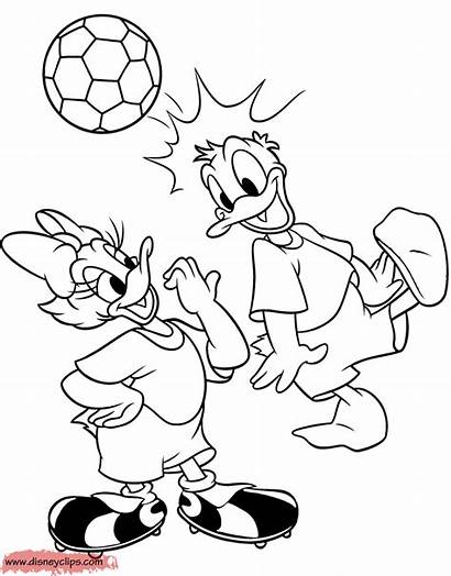Donald Daisy Coloring Soccer Duck Pages Disney