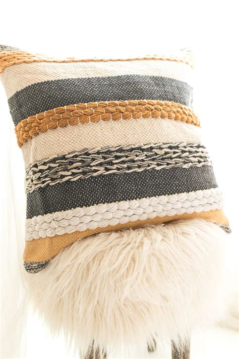 Bohemian Striped Throw Pillow Cover Boho Textured Handwoven Etsy