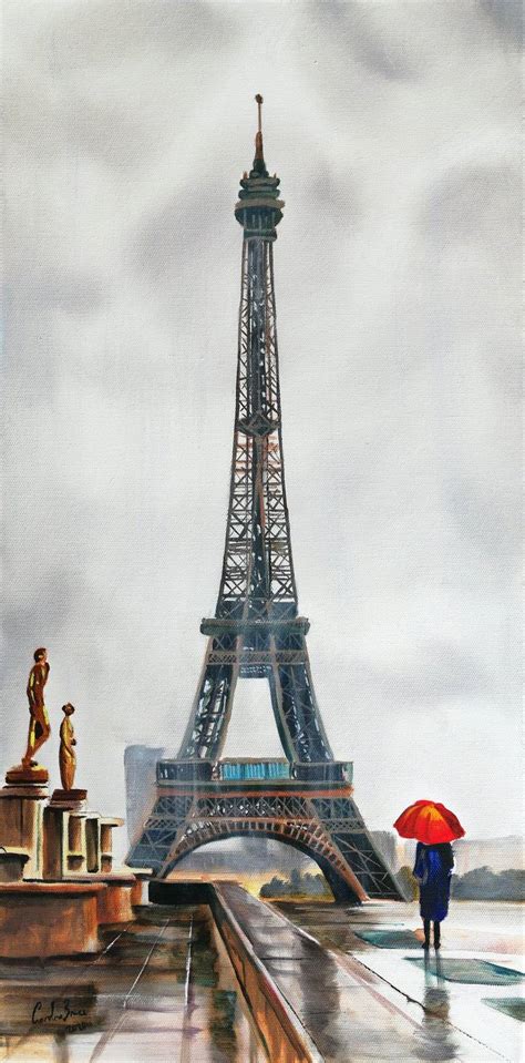 Rain At The Eiffel Tower Painting By Gordon Bruce Saatchi Art