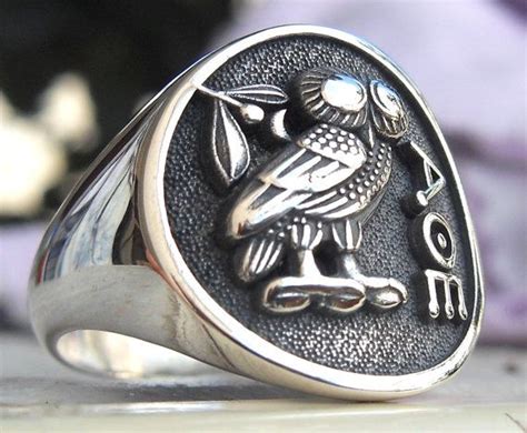 Heavy 3d Owl Of Wisdom Athena Tetradrachm Ancient Greek Ring Ancient