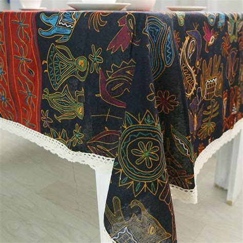 These beautiful tables remove the need for tablecloths and offer décor in themselves. 1Pcs Boho Elephant Pattern Cotton linen tablecloth Wedding ...