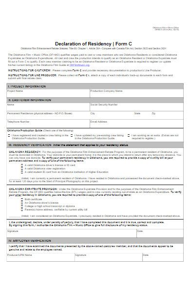Free 40 Residency Declaration Forms Download How To Create Guide Tips