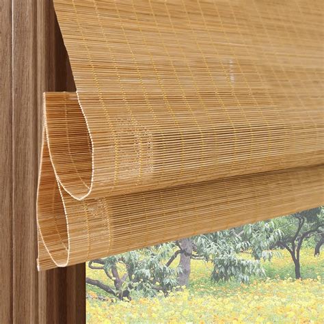Cordless Blackout Bamboo Window Shades Outdoor Cordless