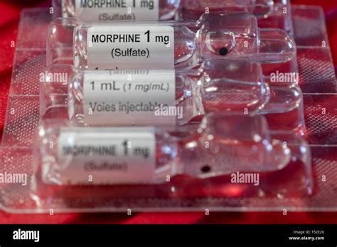 Close up de sulfato de morfina 1 mg ml vial Fotografía de stock Alamy
