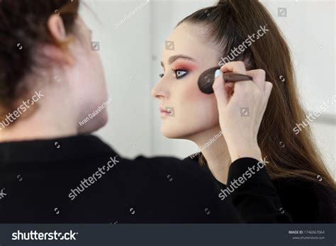 Professional Makeup Artist Doing Glamour Model Stock Photo 1746067064