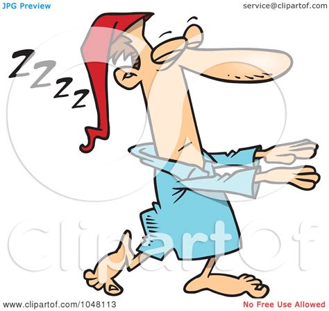 Royalty Free Rf Clip Art Illustration Of A Cartoon Guy Sleep Walking