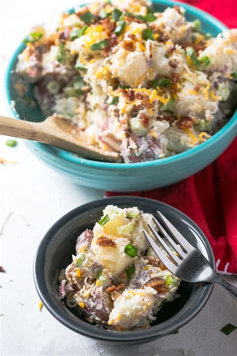 Top with reserved cheese, onions, and bacon. loaded baked potato salad-5 - Chattavore