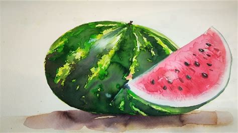 Realistic Watermelon In Watercolors Painting Tutorial Youtube