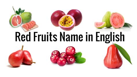 Red Fruits Name In English English Vocabulary For Kids Red Fruits